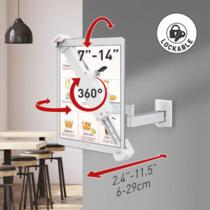 דגם T72VL - זרוע ברקן תנועה מלאה עם נעילה נגד גניבה לטאבלט 7 - 14 אינץ'