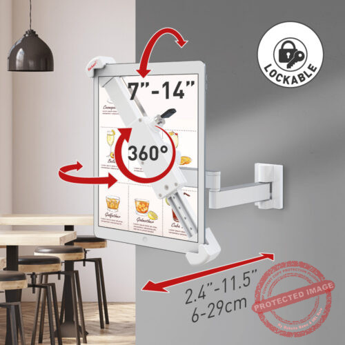 561fe0_a8d8588fb9cc4517b55e6a2f629fc77amv2 דגם T72VL - זרוע ברקן תנועה מלאה עם נעילה נגד גניבה לטאבלט 7 - 14 אינץ'