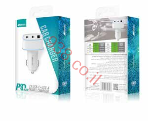 מטען רכב מהיר 43W עם 3 חיבורים פעמיים TYPE-C ועוד חיבור USB