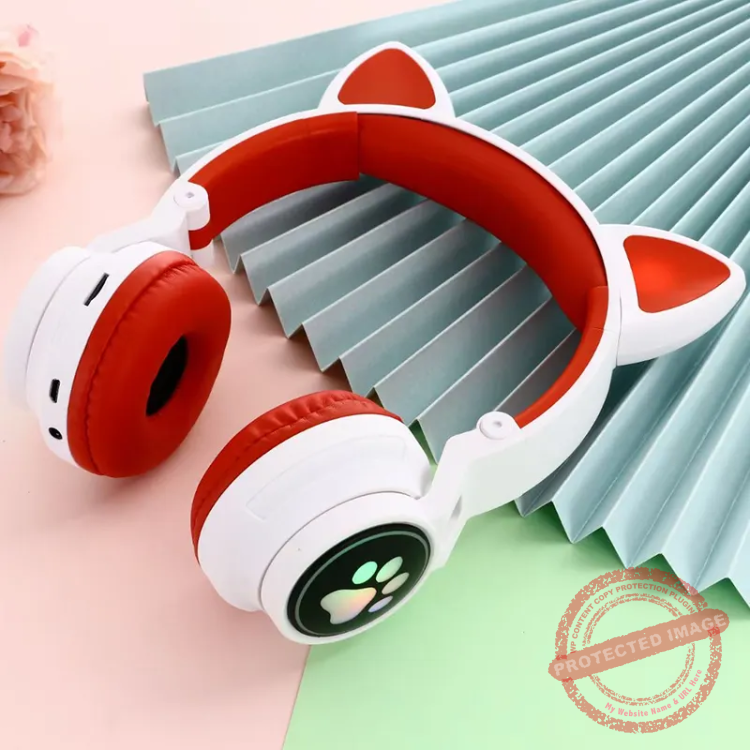 אוזניות קשת חתולה עם אורות בלוטוס- עוצמת שמע מתאים לילדים