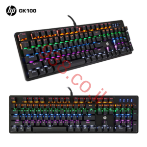 HP GK100F Mechanical Wired RGB Keyboard, Blue Switch, Adjustable 6 Keys & 104 Keys Anti-Ghosting, Suspended Key Caps, High Compatibility, Black | GK100F