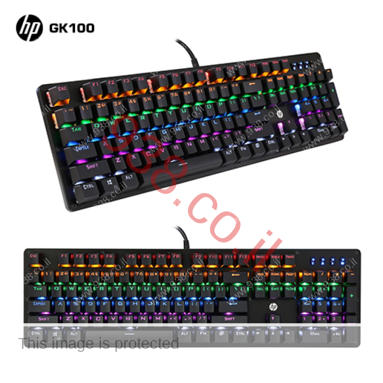 HP GK100F Mechanical Wired RGB Keyboard, Blue Switch, Adjustable 6 Keys & 104 Keys Anti-Ghosting, Suspended Key Caps, High Compatibility, Black | GK100F